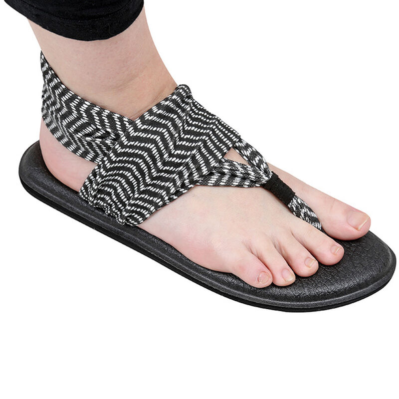 Sanuk Yoga Mat Sling 2 Black/White Striped Flip Flops Thong