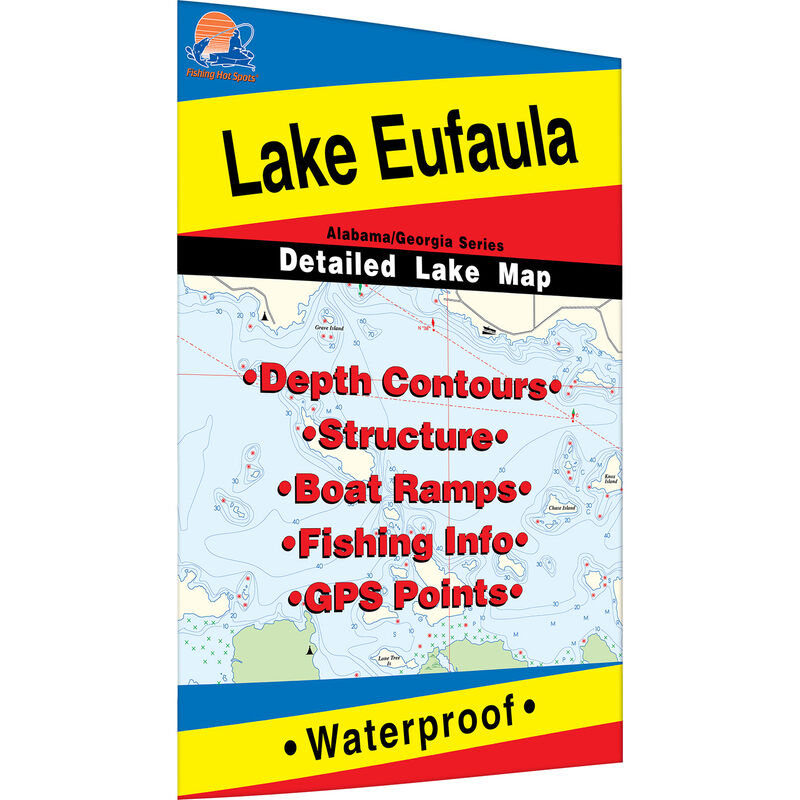 FISHING HOT SPOTS Eufaula (Walter F. George Reservoir) Fishing Map, GA/AL  Fishing Map, Lake