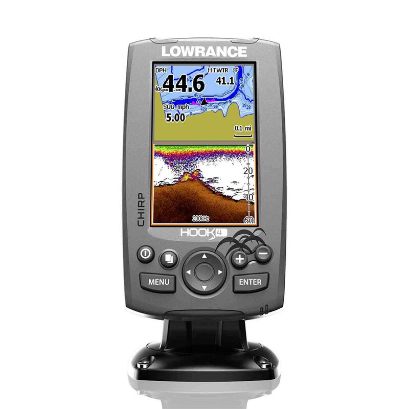 LOWRANCE Hook-4 Fishfinder/Chartplotter with CHIRP, DownScan Transducer,  Nautic Insight™ Pro Cartography