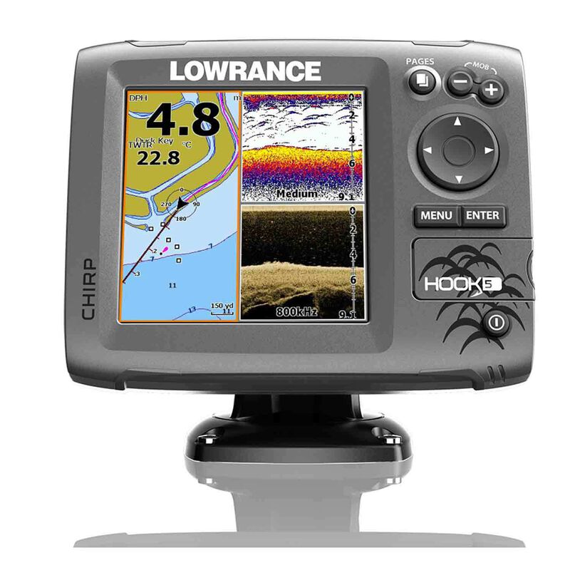 LOWRANCE Hook-5 with CHIRP Transducer, Built-In GPS Antenna, Lake Pro  Cartography and Cover