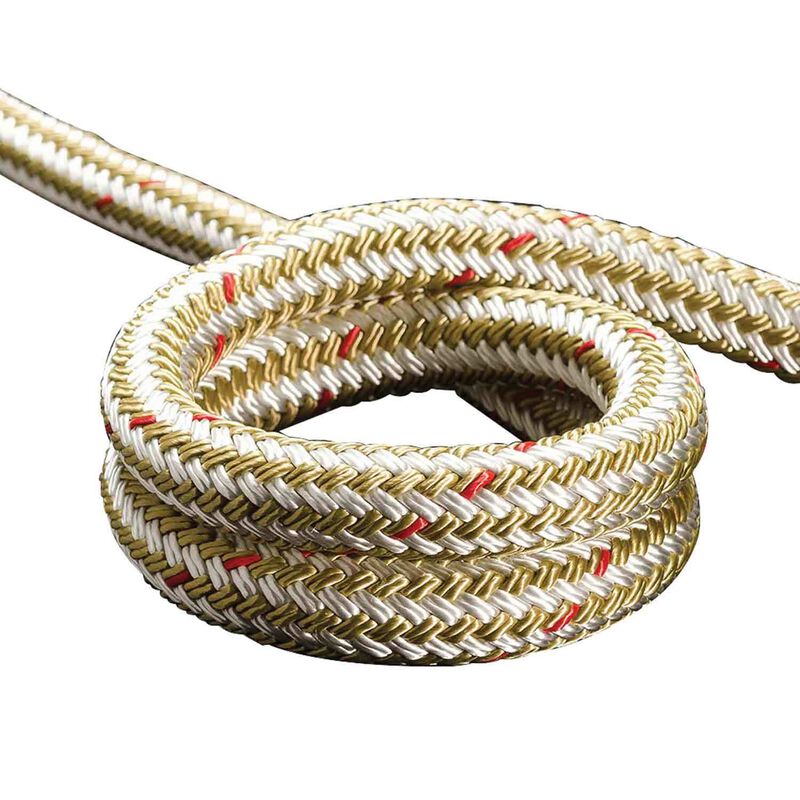 Marine Grade Double Braid Nylon Rope 1/2 x 12ft Gold for Dock Anchor Line