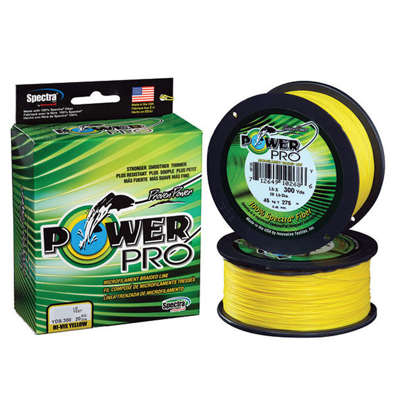 Power Pro Spectra Fiber Braided Fishing Line, Hi-Vis Yellow, 300YD/30LB