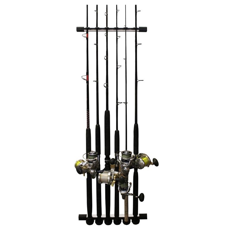 6-Rod Vertical Fishing Rod Rack - Wall Mounted, Storage Stand Bracket, and  Fishing Pole Holder Clips