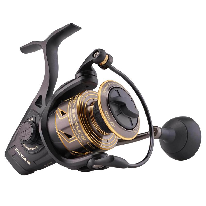 PENN Battle Spinning Reel Kit, Size 5000, Includes Reel Cover and Spare  Anodized Aluminum Spool, Right/Left Handle Position, HT-100 Front Drag  System