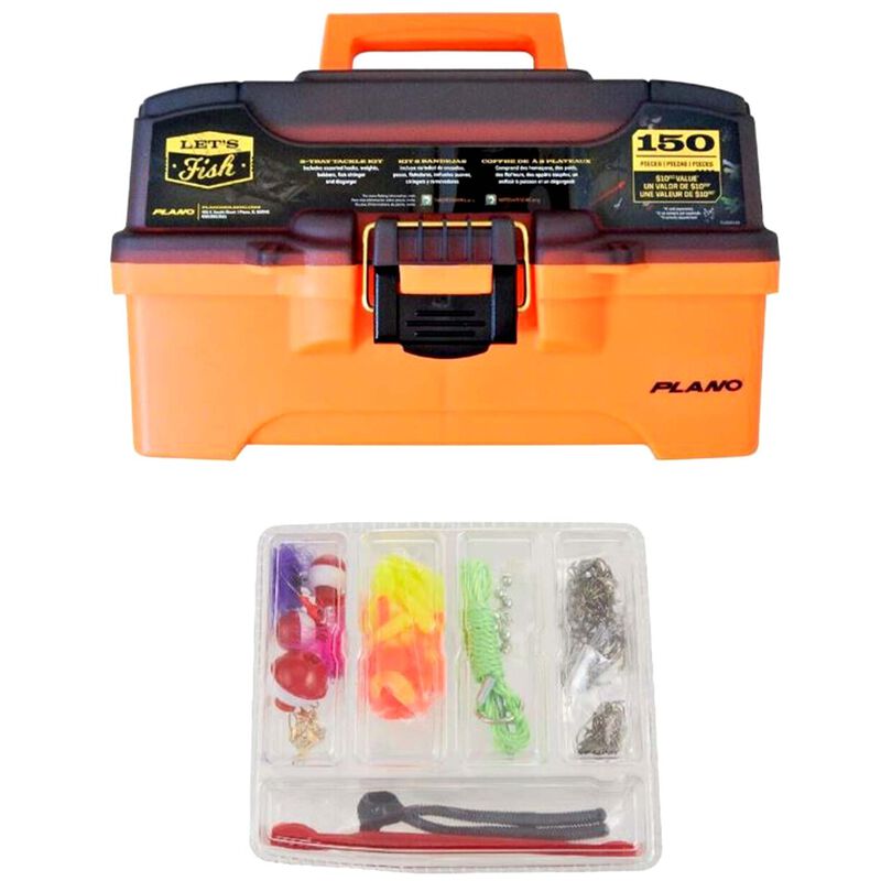 PLANO Let's Fish! 2-Tray Tackle Box with 150 Piece Starter Tackle Kit