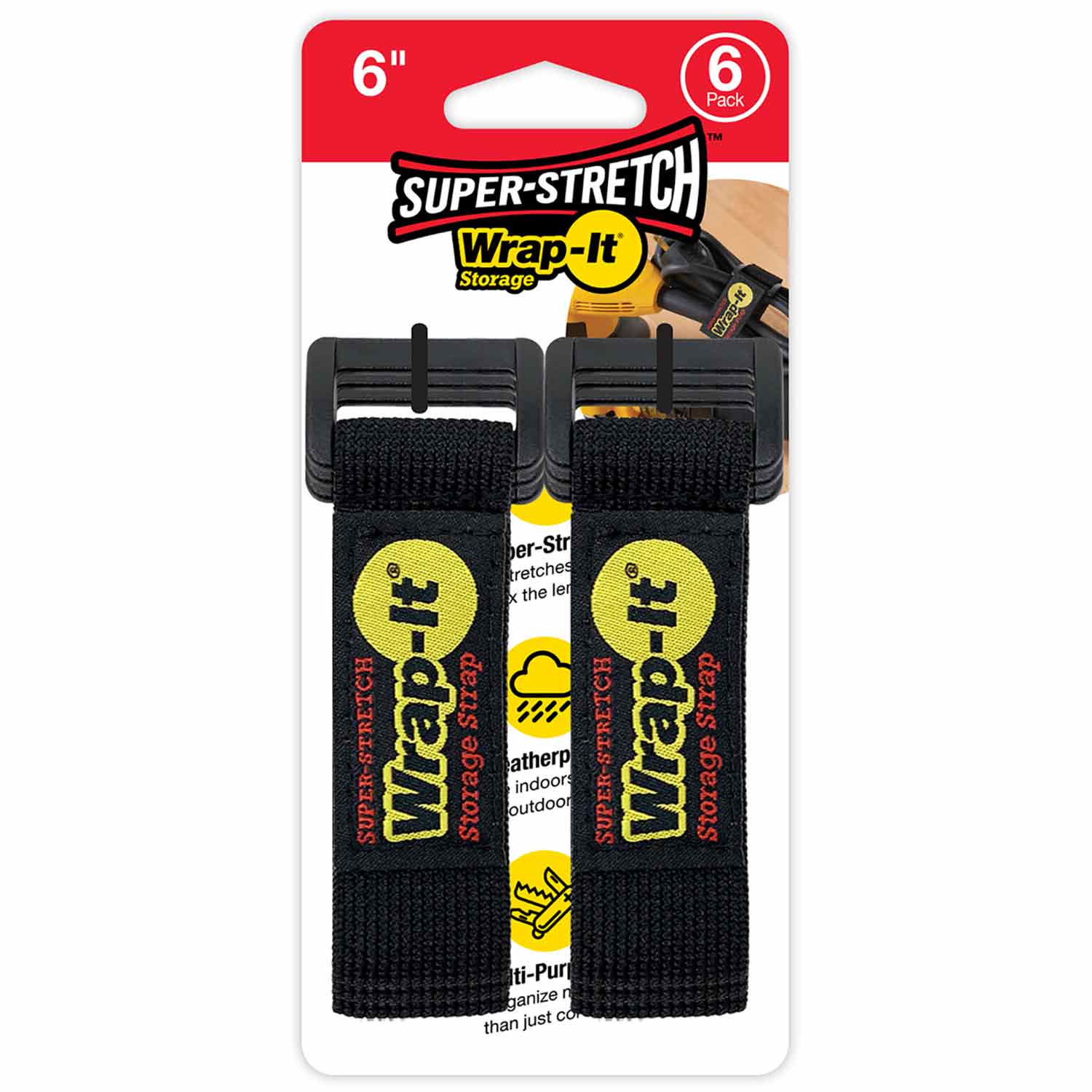 Extension Cord Wrap Organizer, 12 Pack of Elastic Storage Straps - 6 Inch  Stretchy Hook and Loop Cinch Straps for Power Cables, Hoses, Ropes, and More