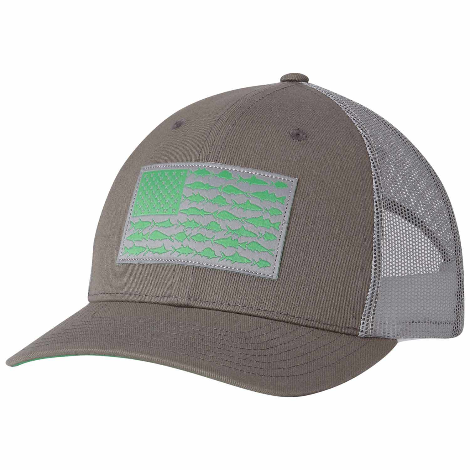 Columbia PFG Mesh Snap Back Fish Flag Hat - Gray - One Size Fits