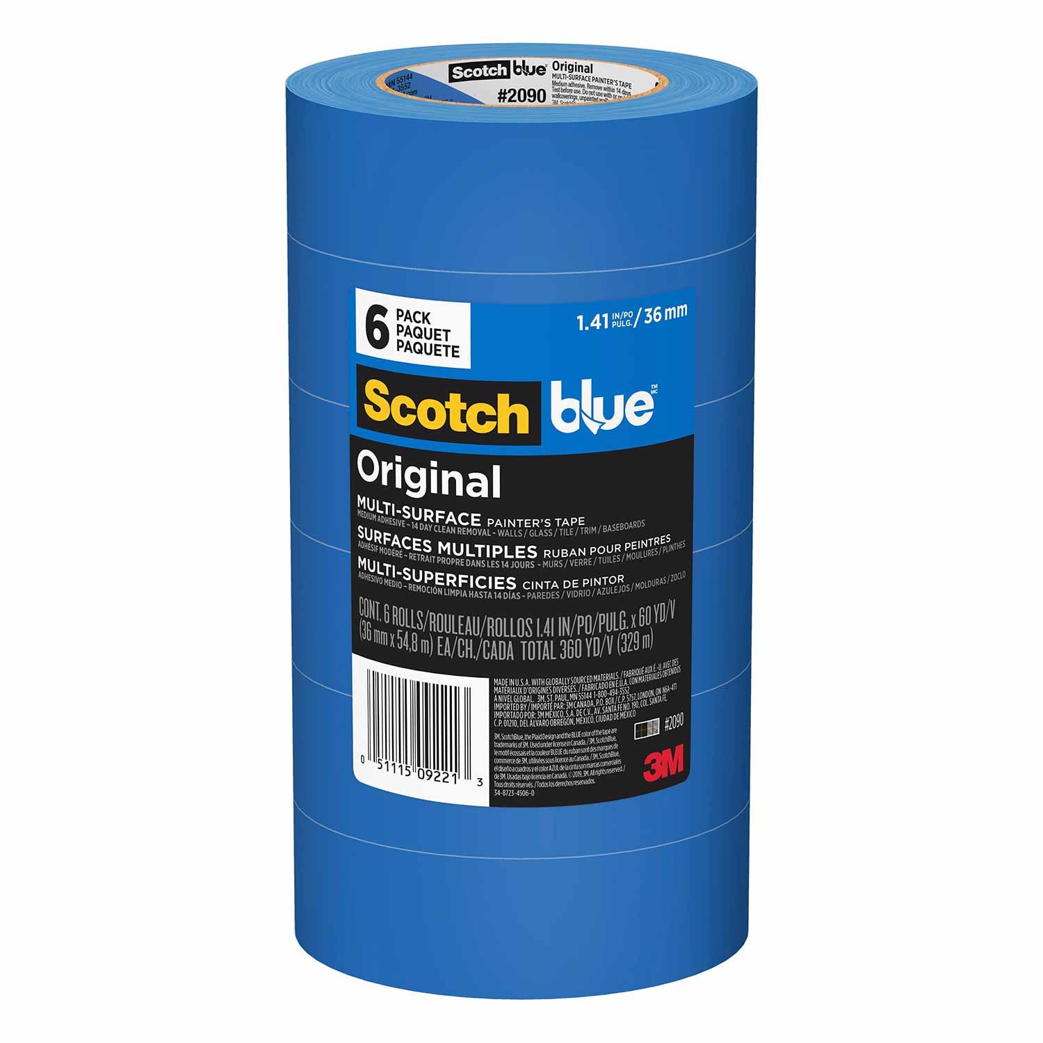3M ScotchBlue™ Original Multi-Surface Painter's Tape #2090, .94 x 60  Yards, 9-Pack