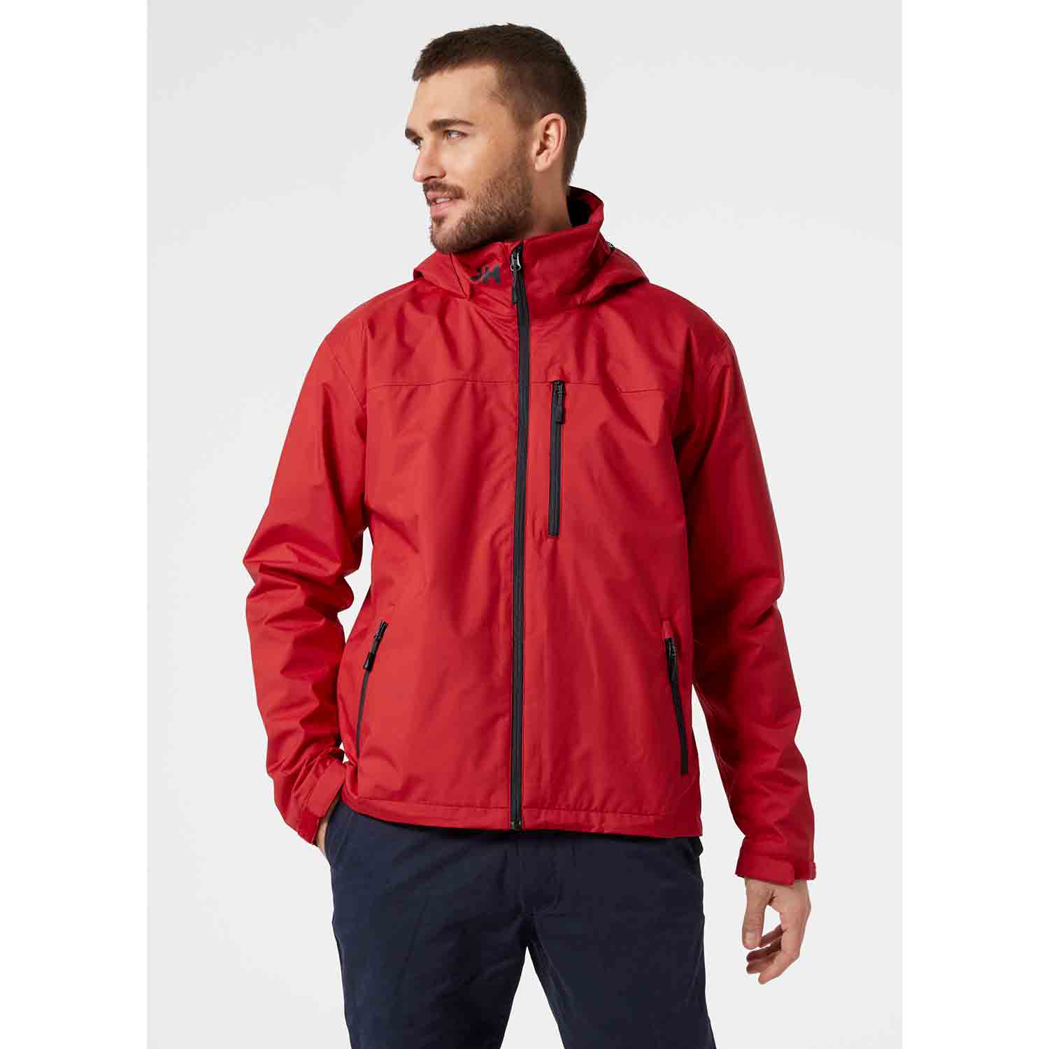 Helly Hansen Men's Crew Hooded Waterproof Windproof Breathable Rain Coat  Jacket, 597 Navy, Small at  Men's Clothing store