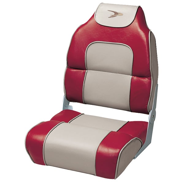 WISE SEATING Alumacraft Style High Back Folding Boat Seat, Dark Red ...