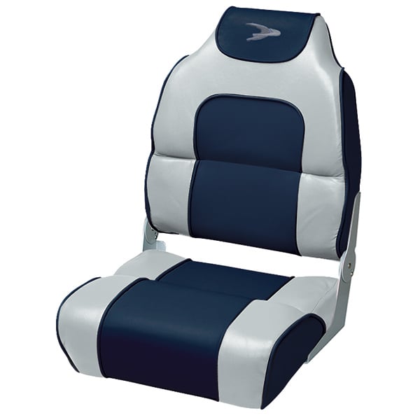 Alumacraft Style High Back Folding Boat Seat, Marble/Midnight | West Marine