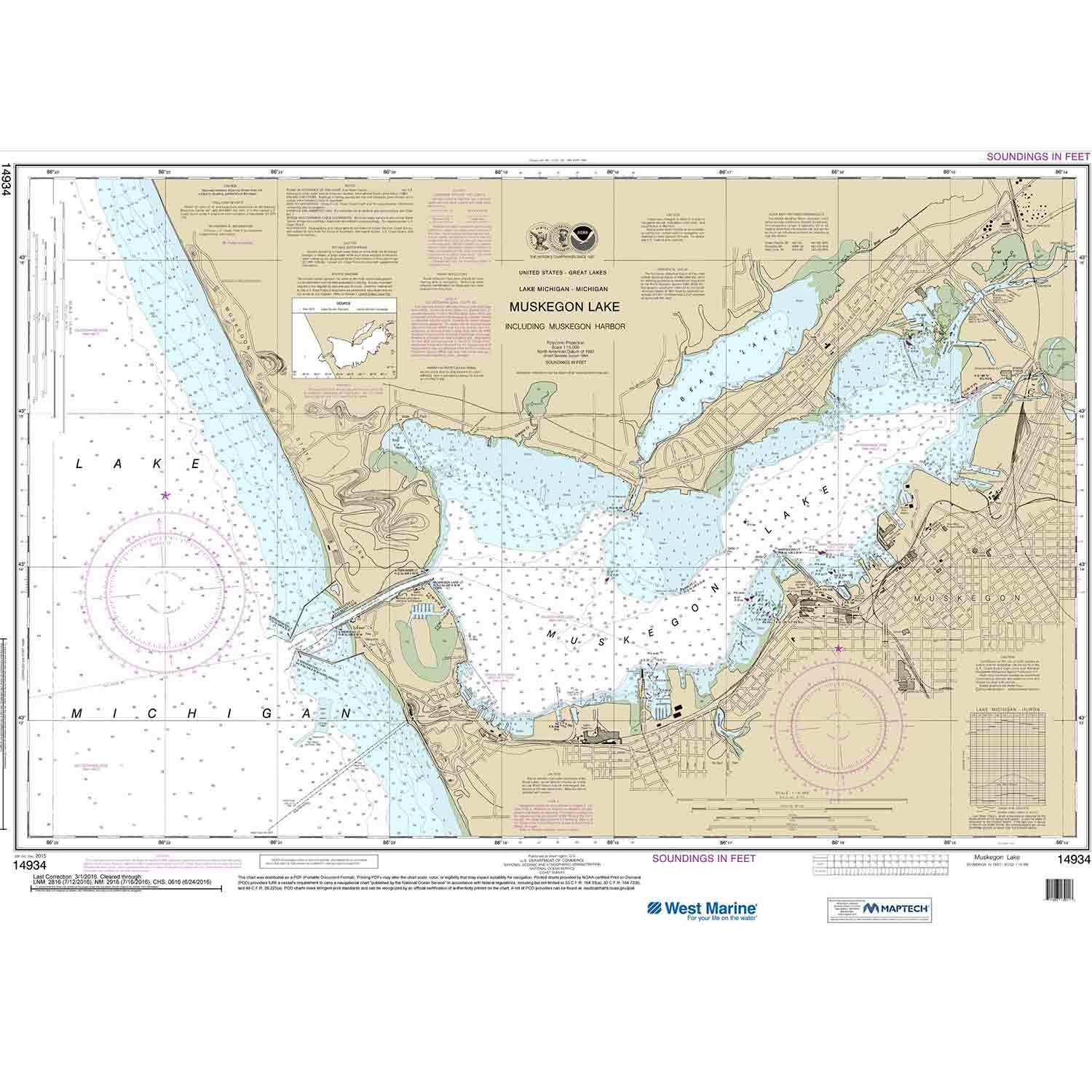 NOAA Maptech® NOAA Recreational Waterproof Chart-Muskegon Lake and ...