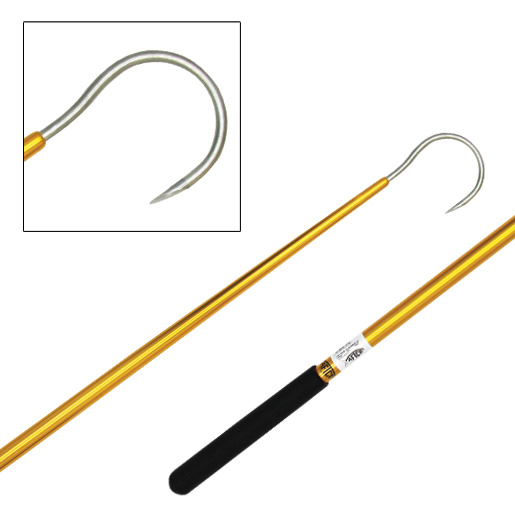 Aftco 6 Feet Gold Anodized Aluminum Fishing Gaff - 3 Inch Hook Throat