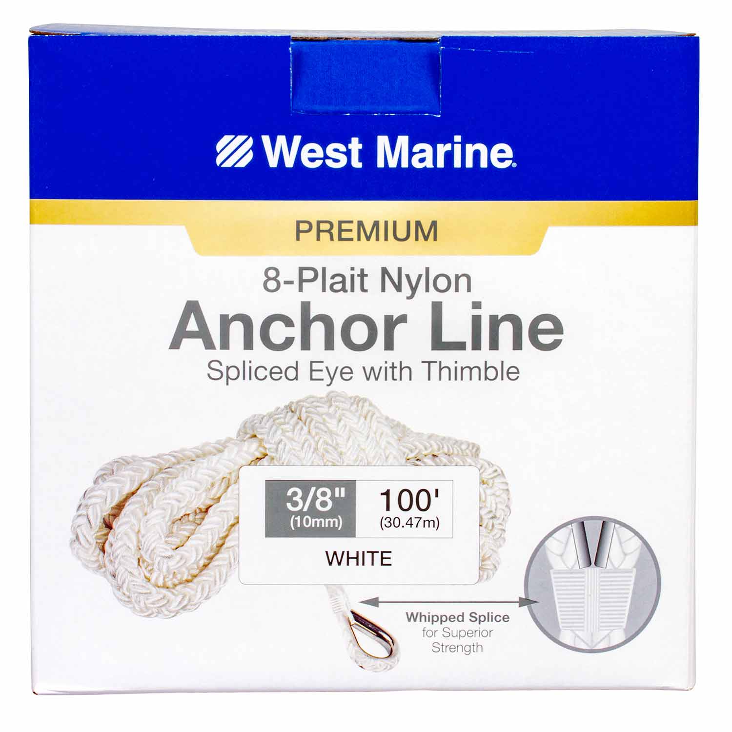 Premium 8-Plait Nylon Anchor Line, 3/8 x 100' by West Marine | Products at West Marine