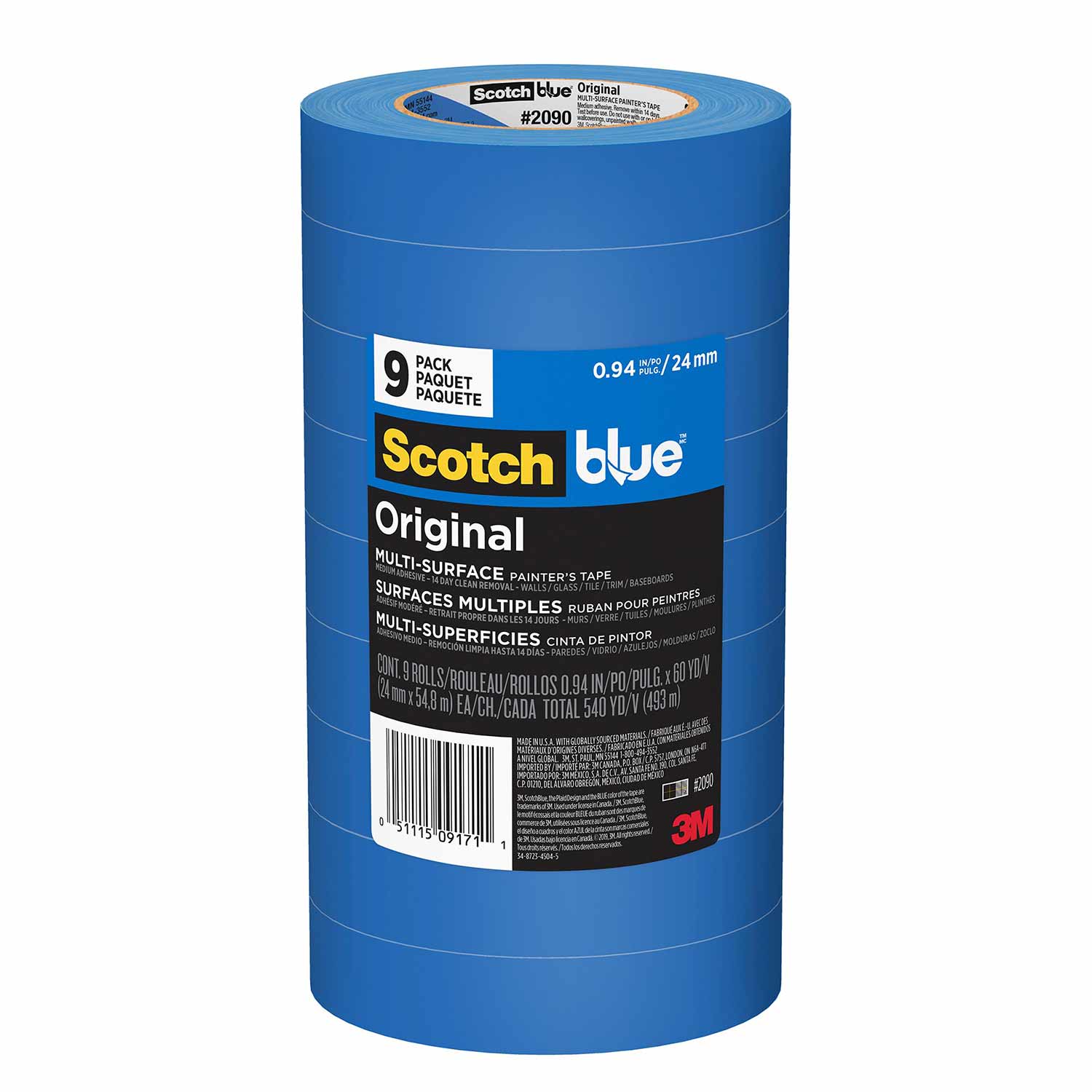 3M 1.88 x 60 yds Original Multi-Use Painter's Tape, Blue - 6 pack