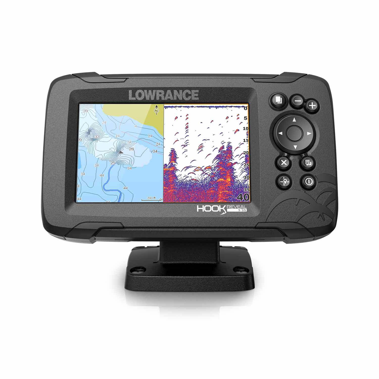 Lowrance Hook 5 CHIRP CHARTPLOTTER Sonar Fishfinder w/ Transducer Mount  Cable