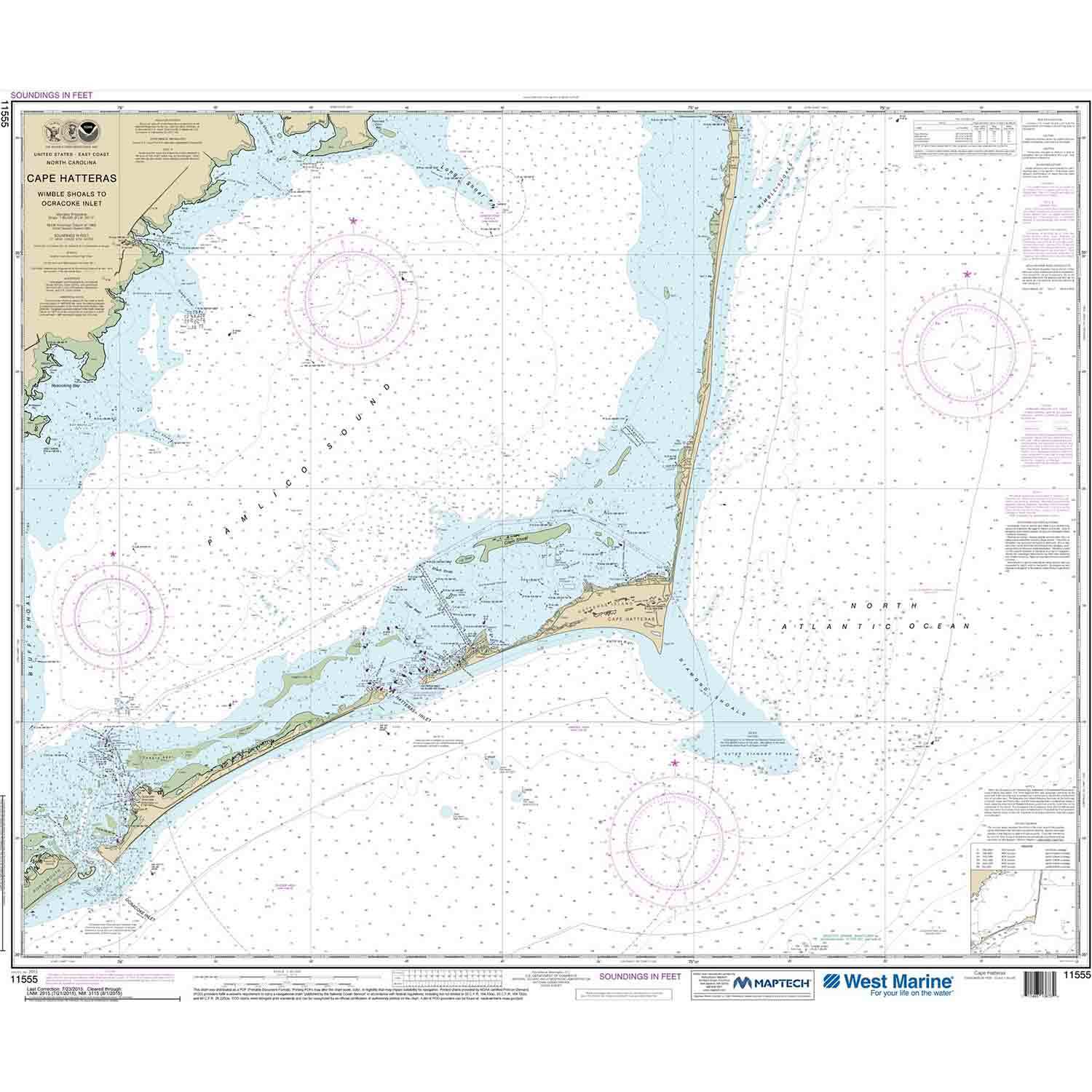 NOAA Maptech® NOAA Recreational Waterproof Chart-Cape Hatteras-Wimble ...