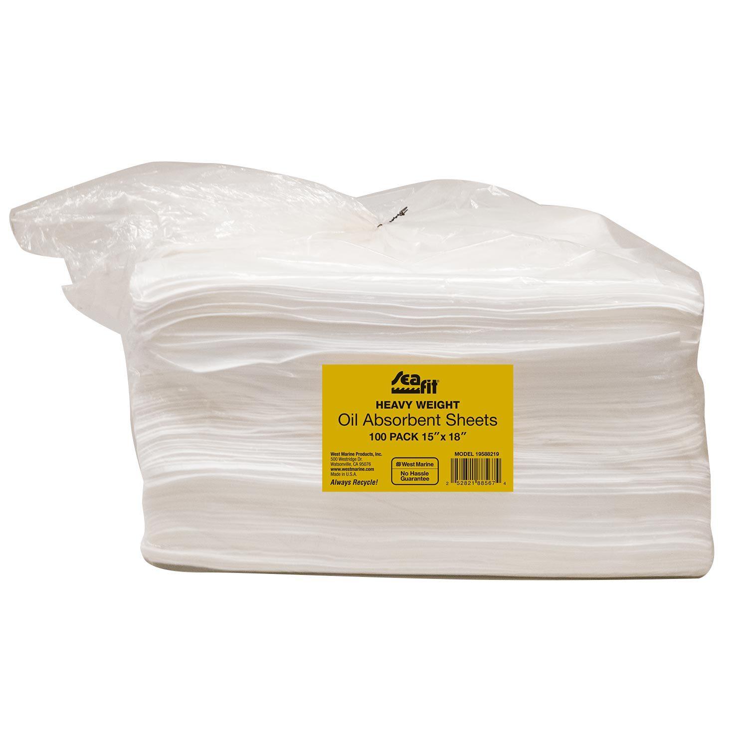 SEAFIT 18 x 15 Heavy Weight Oil Absorbent Sheets, 100-Pack
