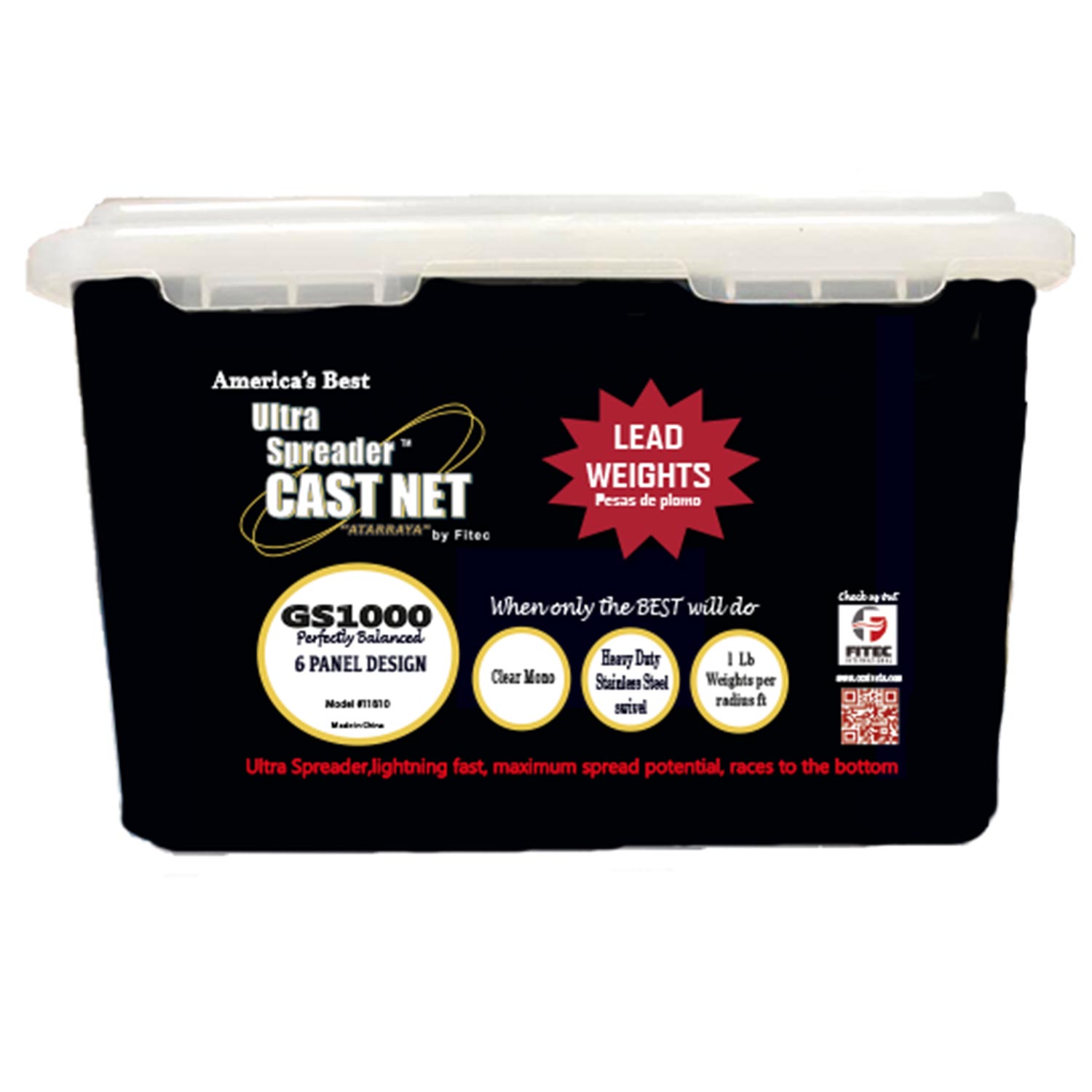 Fitec GS1000 Tape 10ft 1/2in mesh cast net | Skunk Off Tackle Co