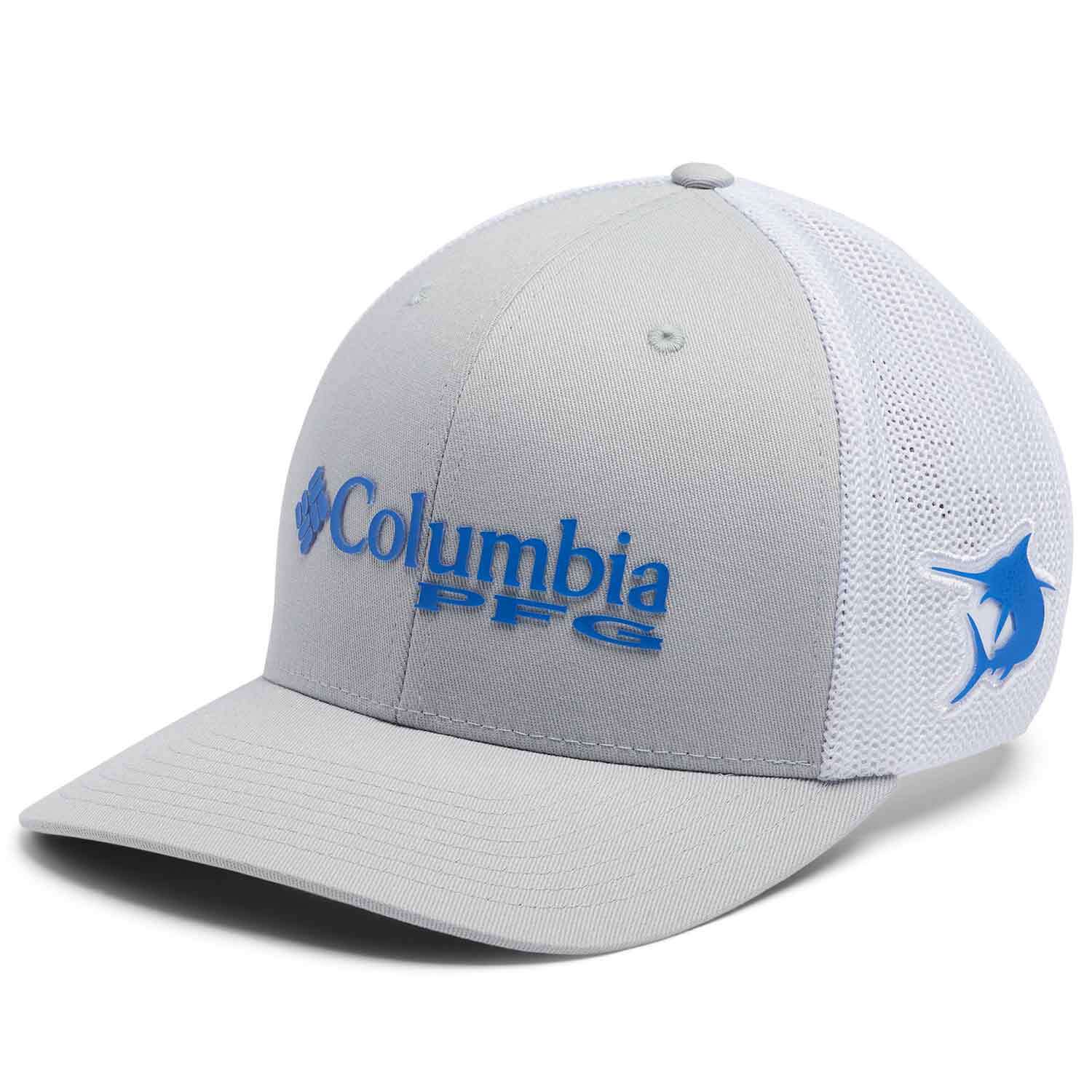 Columbia Hat PFG Fishing Gear Silver Hooks Logo Flex Fit S/M Teal