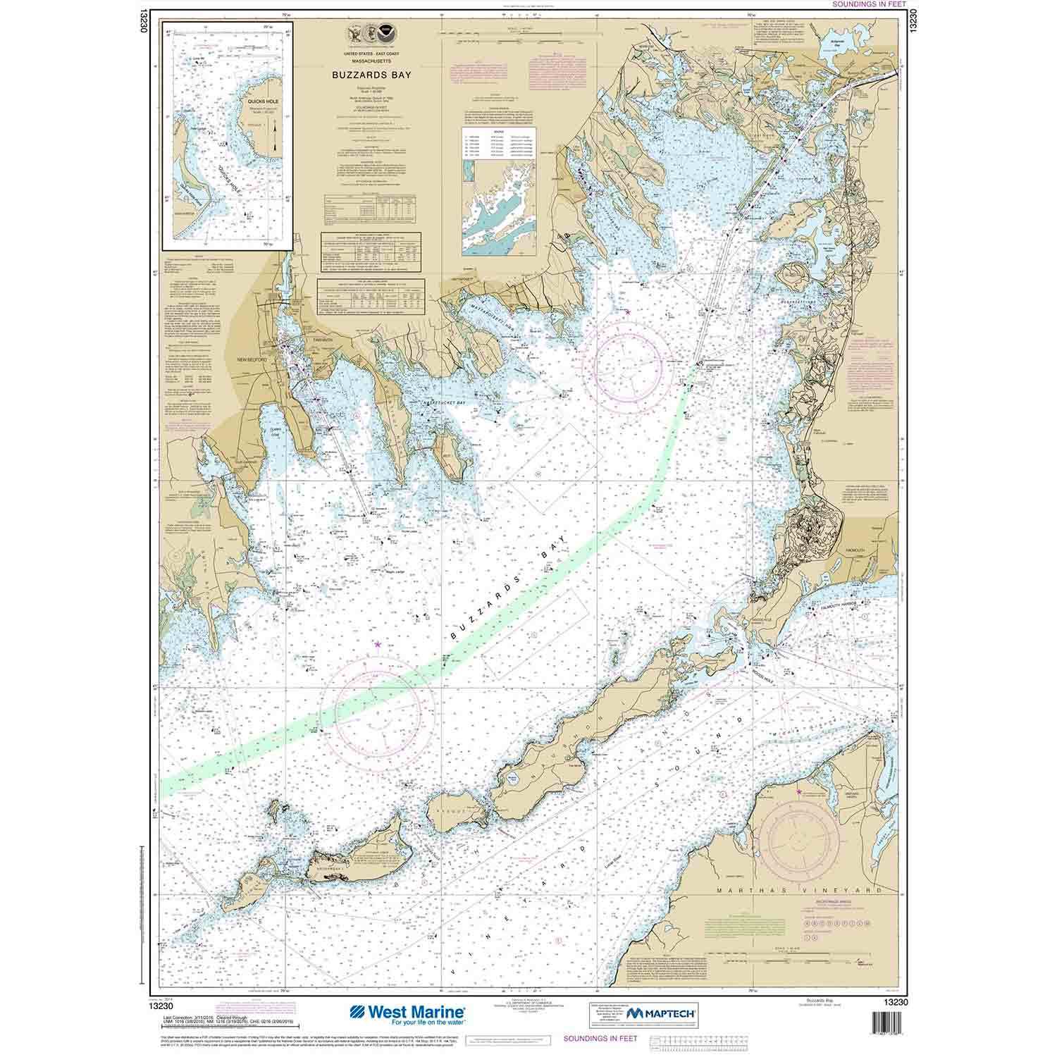 NOAA Maptech® NOAA Recreational Waterproof Chart-Buzzards Bay; Quicks ...