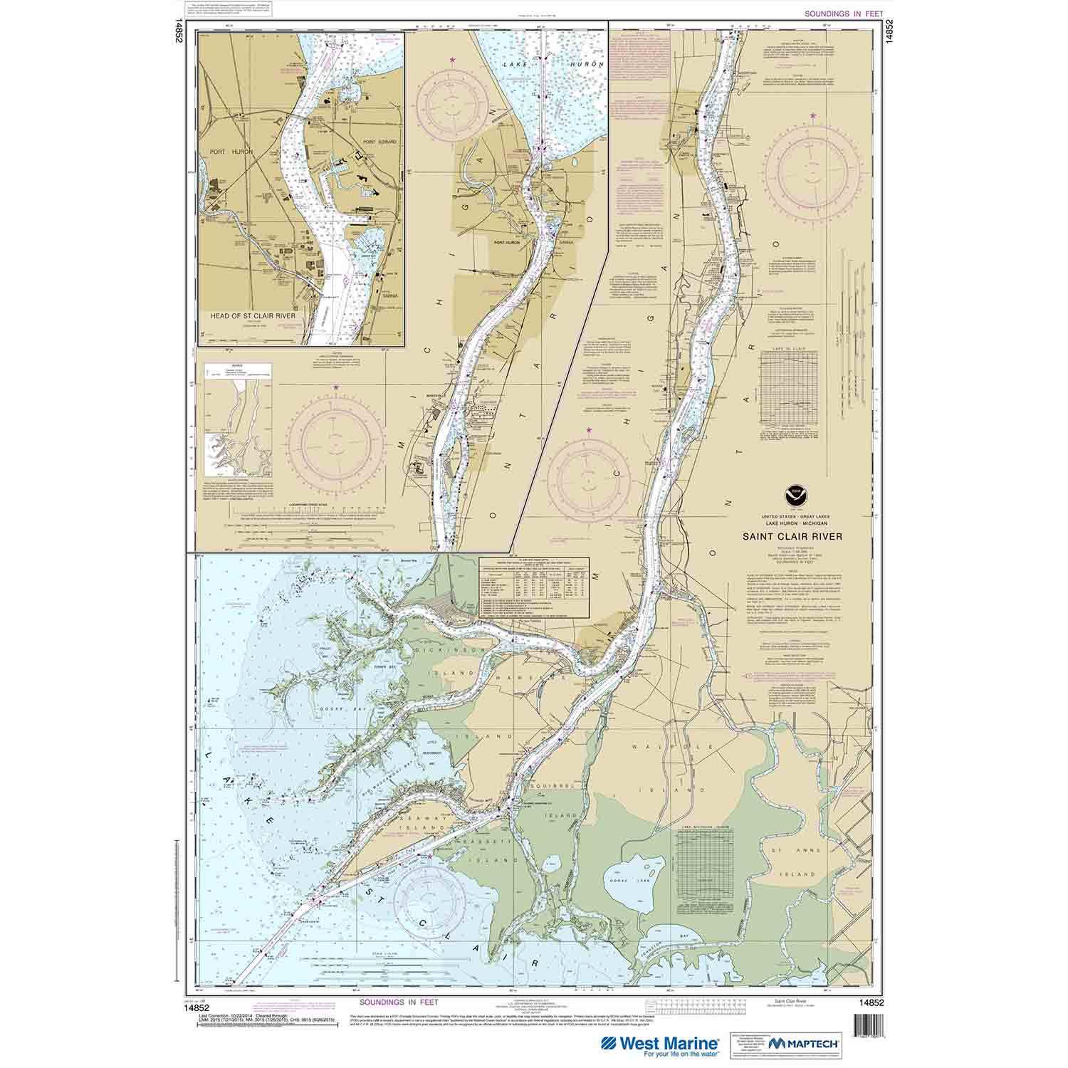 NOAA Maptech® NOAA Recreational Waterproof Chart-St. Clair River; Head ...