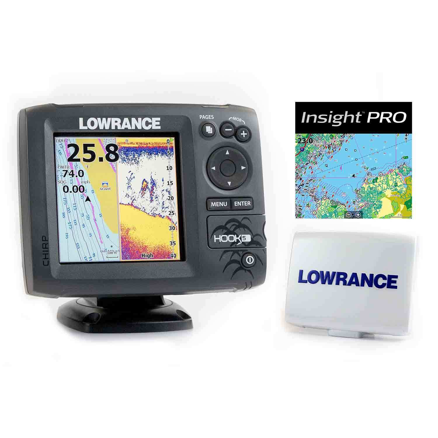 Lowrance Hook -5x with Mid High Downscan Skimmer Transducer