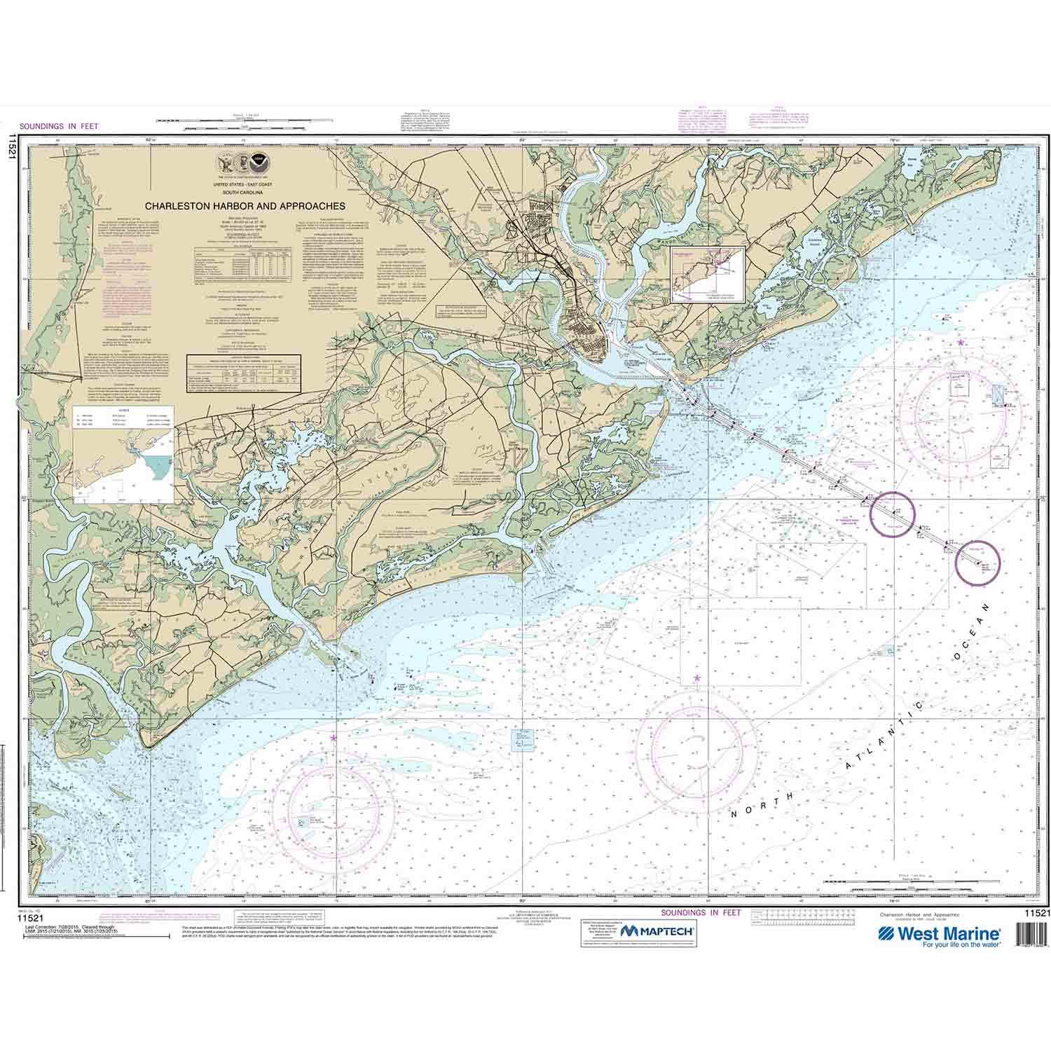 Noaa Maptech® Noaa Recreational Waterproof Chart-charleston Harbor And 