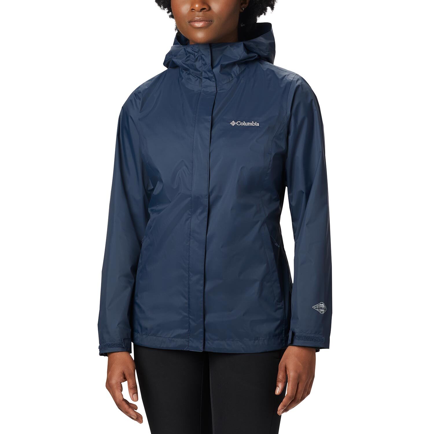 Columbia, Jackets & Coats, Columbia Sportswear Womens Black Dark Gray  Long Sleeve Rain Jacket Size Small