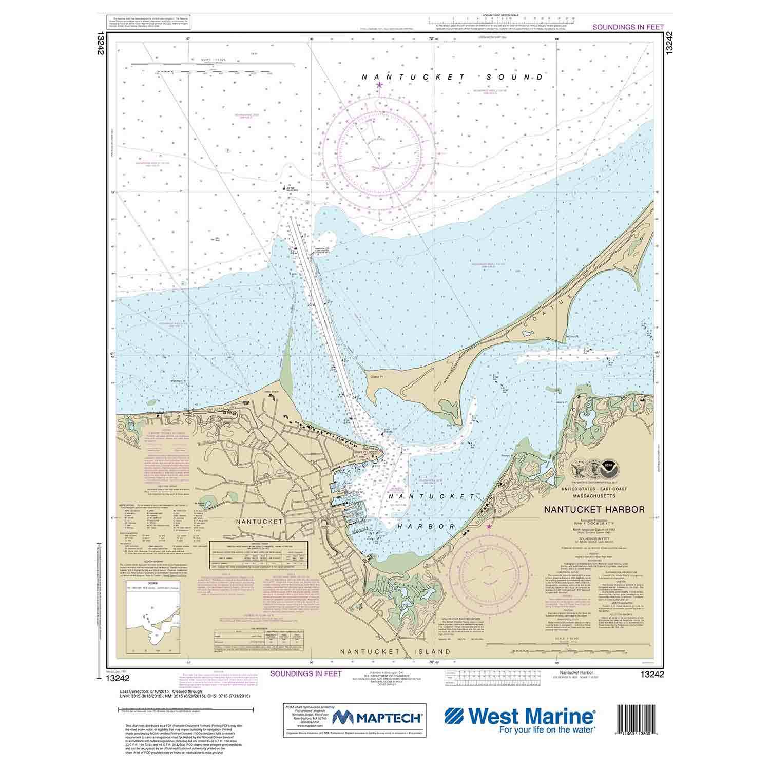 NOAA Maptech® NOAA Recreational Waterproof Chart-Nantucket Harbor ...